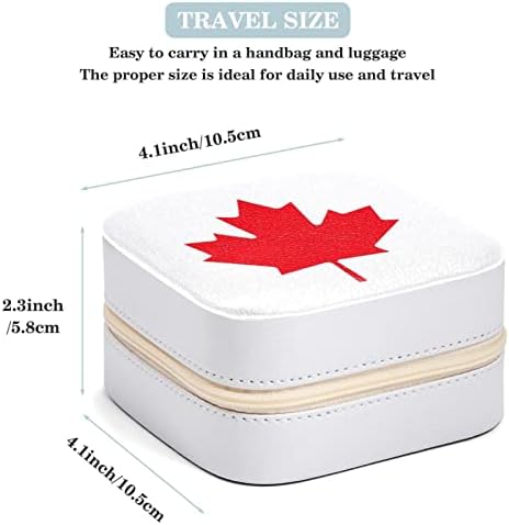 JavenPreqt קנדה דגל קופסת תכשיטי טיול קטן, מיני תצוגה מארז לבנות טבעות נשים טבעות שרשראות קופסאות מחזיק מארגן