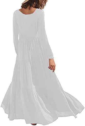 שמלות קיץ של איילהט לנשים 2023 נשים מזדמנות מתאימות רופפות חצאית שרוולים ארוכים עם צוואר עגול ורומפר לבן