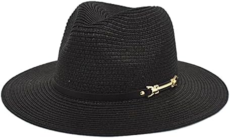 אופנה Big Brim Straw כובע פנמה כובע ג'אז פדורה נשות חוף נסיעות שמש כובע דייג כובע גברים שחור מסיבה שחורה כובע קיץ