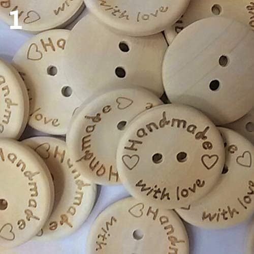 כפתור Veerji, קישוטי תפירה, כפתורים למלאכות, 100 יחידות/סט פרפר עץ אהבה מכתב לב מגולף כפתורי גרוטאות תפירה - עם לבבות