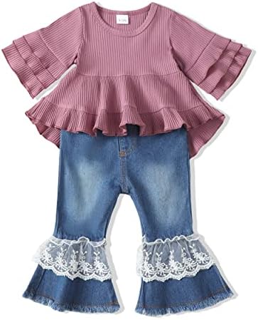 12 18 24 חודשים תלבושות עבור תינוקות פעוט ג 'ינס בנות בגדים לפרוע למעלה קרע ג' ינס צפצף סטים