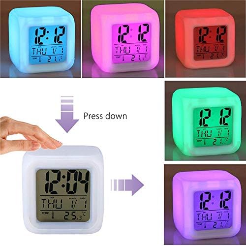 7 ColoralArm Clock Led שעון דיגיטלי משתנה לילה אור זוהר שעון שולחן ילדים נואש ילדים מתנה קשת קשת חד קרן בהתאמה אישית