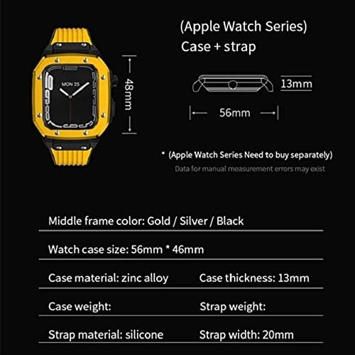 Neyens for Apple Watch Series 7 סגסוגת גבר מארז שעון 44 ממ 42 ממ 45 ממ גומי מתכת יוקרה גומי נירוסטה אביזרי שעון לסדרה Iwatch