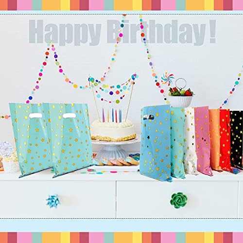 Hspaidyp 70 מחשבים ליום הולדת שמח שקיות מתנה למסיבת יום הולדת, כוכבים נוצצים ממתקים טייפים, שקיות מתנה ממתנות ממתנות