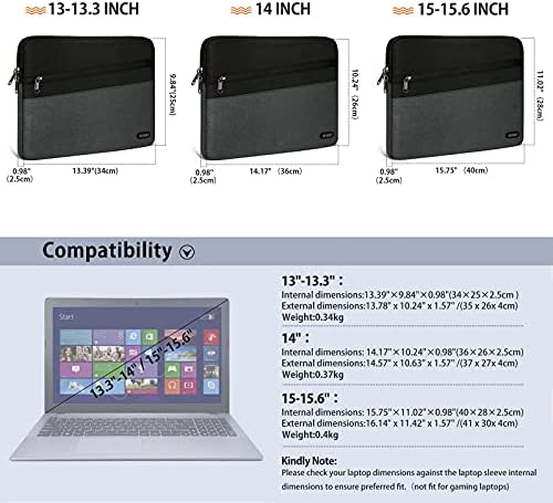 מחשב נייד שרוול נייד 14 אינץ 'מארז נייד תיק עמיד למים מגן תואם ל- MacBook Pro 15, Chromebook 14,13.3-14 אינץ'