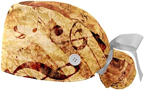 2 חבילות כובע עבודה של נשים עם כפתורים סרט עניבת סרט צוות וינטג 'מוסיקה מוסיקה מוסיקה חומה שיער ארוך