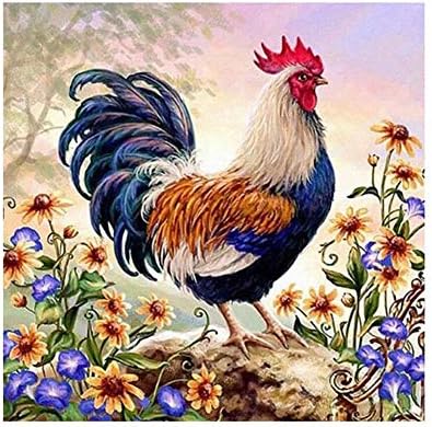 ציור יהלומי פאראוואמו, 30 על 30 סמ תרנגול בעלי חיים תפר צלב מלאכת פסיפס עשה זאת בעצמך ציור רקמת ריינסטון עגול מלא לעיצוב קיר