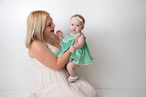 תינוקת בעבודת יד אורגני קורדרוי כותנה שמלת פוטושוט תינוקת - 0-9 חודשים