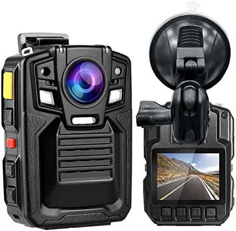 CAMMHD V8-32GB מצלמת גוף ומצלמת יניקת מכוניות תושבת כוס 1440p, 2 סוללות העובדות 10 שעות, מצלמת גוף IP68 עם הקלטת
