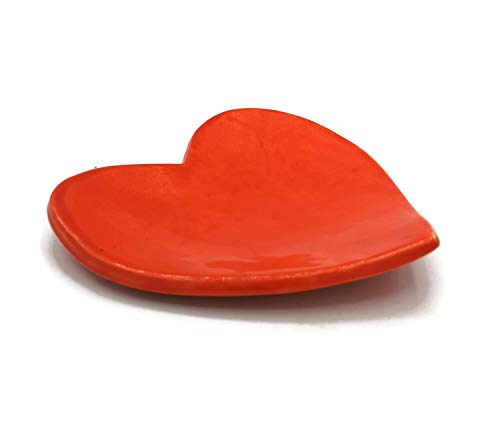 קערת כלי חרס אדומים בעבודת יד, צלחת קרמיקה דקורטיבית למתנה ליום האהבה או תפאורה ביתית