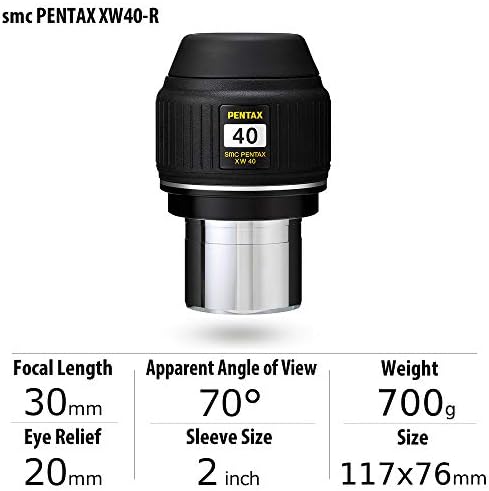 Pentax SMC Pentax XW40-R, עינית בגודל 2 אינץ 'לטלסקופים עינית בעלת ביצועים גבוהים עם זווית נוף לכאורה של 70 מעלות, הקלה בעין