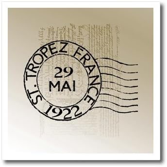 3drose HT_79311_2 ST טרופז וינטג 'וינטג' דואר צרפתי מברזל על העברת חום לחומר, 6 על 6 אינץ ', לבן