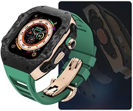 ערכת שינוי CNHKAU מארז סיבי פחמן עבור Apple Watch Ultra 8 7 6 SE ערכת Mod Mod Mod Mod עבור IWatch 49 ממ 45 ממ 44 ממ סט רצועת
