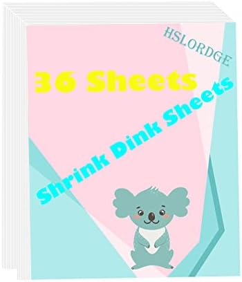 Hslordge Shinky Dink Sheets, 36 גיליונות מכווצים גיליונות סרטים, גיליונות פלסטיק מכווצים, נייר אמנות לכיווץ לקישוטים יצירתיים