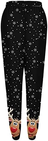 מכנסי טרנינג לחג המולד נשים עם כיסים נמתחים מותניים גבוהים משוך על מכנסי טרנינג ספורט ספורט חג מולד חג שמח חדר כושר נוח מפעיל