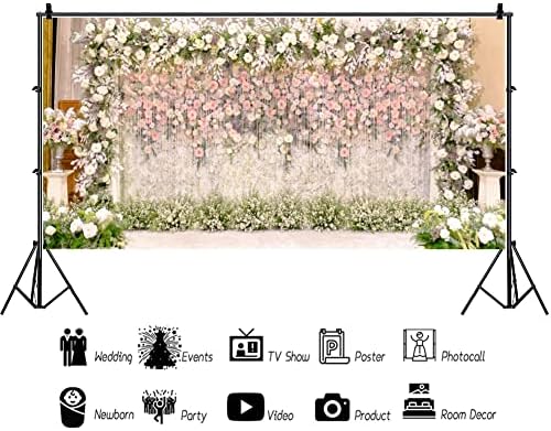 יייל 20 על 10 רגל חתונה פרחוני רקע ורוד ולבן רומנטי פרחים צילום רקע עבור בנות חתונה טקס באנר כלה מקלחת מסיבת קישוט אספקת