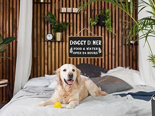 סגנון קאנטרי תפאורה קיר מצחיק כלב כלב אוכל עץ שלטי עץ כפרי תלויים קיר לוח כלבים שלט אוכל 11 '' x 6 '' חובבי כלבים