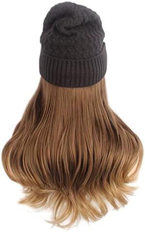 לרכוש סרוג כובע פאת אופנה אירופאי ואמריקאי גבירותיי שיער כובע אחד ארוך מתולתל חום פאת כובע אחד