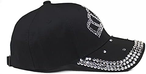 נוצץ נשים מתכוונן בלינג ריינסטון כותון כותנה כותנה כובע כובע בייסבול כובע כובע הופ הופ כובע שמש