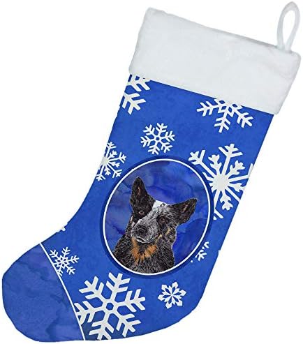 אוצרות קרוליין SC9396-CS כלב בקר אוסטרלי כלב פתיתי שלג חורפים גרב חג המולד, אח תלויים גרביים עונת חג המולד עיצוב חג מפלגה