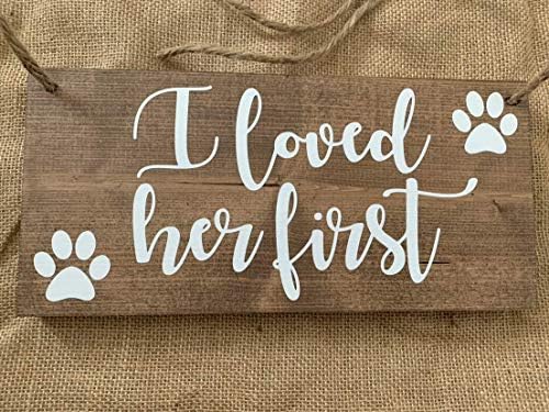 ג'רום ג'ורג 'שלט חדש אהבתי את הכלב הראשון שלה כלב-סימן עץ שלט עץ-כלב-כלבים כלבים כלבים כלבים טקס חתונה-עץ-עץ-סימן-רוסטיה