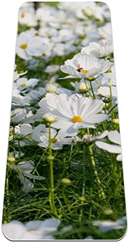 סיבזה לבן קוסמוס פרחים פרימיום עבה יוגה מחצלת ידידותית לסביבה גומי בריאות & כושר החלקה מחצלת עבור כל סוגים של
