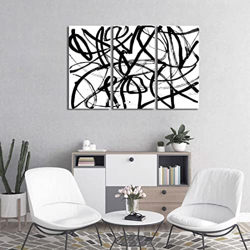 שחור ולבן קיר אמנות - גדול גודל מודרני מופשט בד קיר אמנות לסלון בד הדפסת שחור ולבן שינה דקור שחור ולבן תמונות