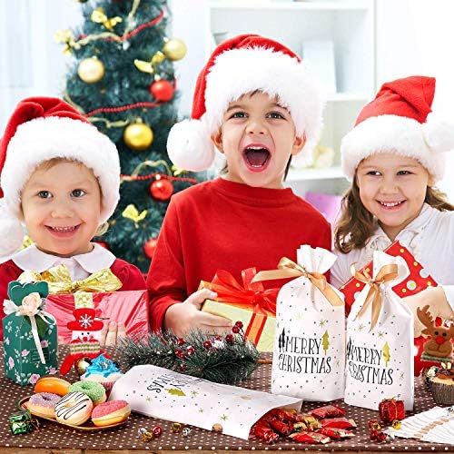חג המולד סוכריות מתנת שקיות 50 יחידות-חג המולד לטפל תיק, מסיבת חג המולד שקיות לילדים, עוגיות שרוך מתנת פלסטיק