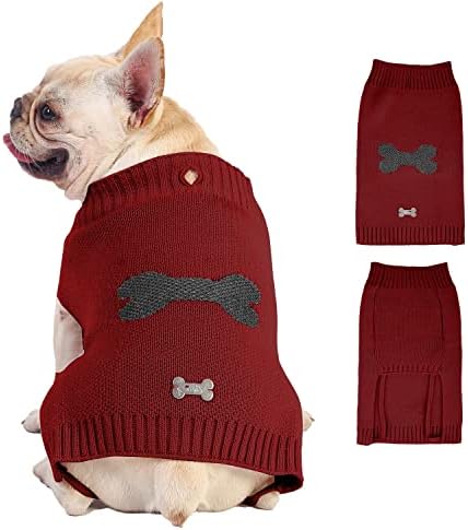 סוודר כלבים נעים של Puli & Co. סרוג עם דפוס אינטארסיה עצם רפלקטיבי - סוודר קלאסי נעים ונמתח קליל על עיצוב