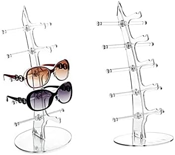 משקפי משקפיים אנטירי משקפי שמש מארגן מתלים תצוגה אחסון מחזיק מעמד ל -5 כוסות תצוגת משקפי תכשיטים אקריליים