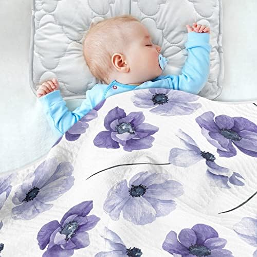 פרחי קטאקו סגול שמיכה לתינוק סגול לבנים בנות שמיכות פעוטות כותנה מיטה זורקים שמיכת תינוק רכה וחמה מקבלת עגלת