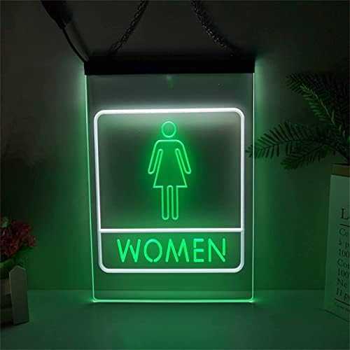 DVTEL נשים שירותים ניאון שלט LED דוגמנות אור אור אותיות זוהרות שלט לוח אקרילי ניאון אור דקורטיבי, 30x40 סמ.