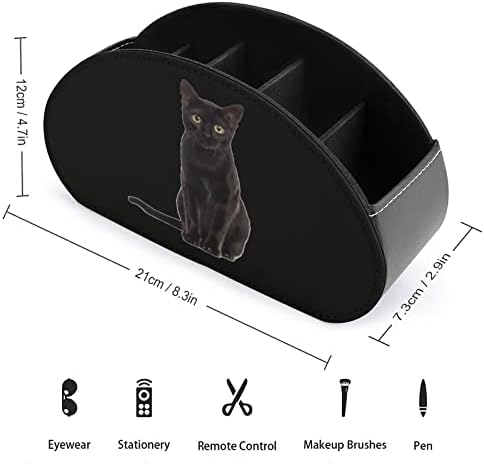 שחור חתול שלט רחוק מחזיק עט תיבת עור מפוצל מרחוק נושא כלים דקורטיבי שולחן אחסון ארגונית מיכל