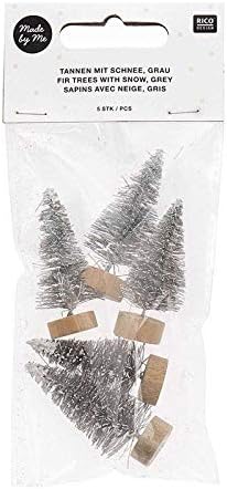 סט עיצוב RICO של 5 עצי חג מולד אפורים 5 סמ