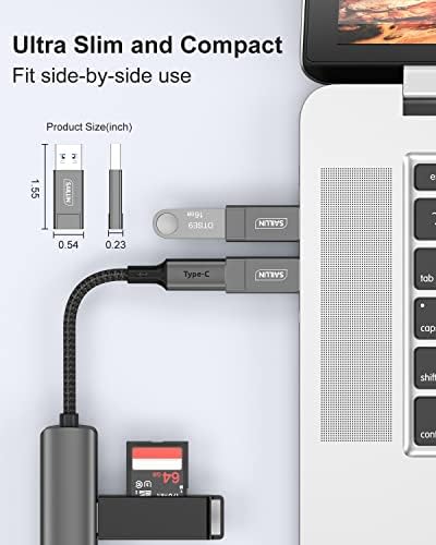10 ג'יגה-סיביות USB C נקבה ל- USB מתאם זכר 2 חבילה, סגסוגת אבץ סילין כפול צדדית USB A ל- USB C מתאם עם העברת נתונים