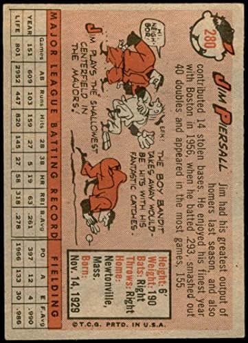 1958 Topps 280 ג'ימי פיירסל בוסטון רד סוקס VG/EX+ Red Sox