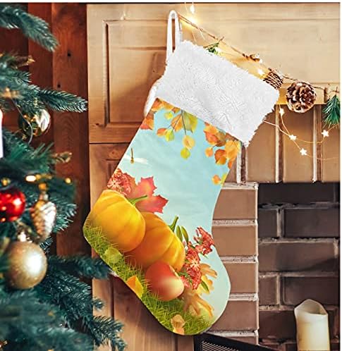 גרבי חג המולד של Alaza סתיו עלים נופלים ודלעת קלאסית קלאסית קישוטי גרב גדולים לעיצוב עונת החגים המשפחתית תפאורה 1