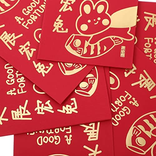 כסף מעטפות 6 יחידות סיני חדש שנה אדום מעטפות, 2023 סיני סגנון אדום מעטפות קריקטורה דפוס שנה של ארנב הסיני הונגבאו ארנב