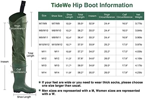 Tidewe Hip Wader, מגף ירך קל לגברים ונשים, PVC/ניילון דיג דו-רכב