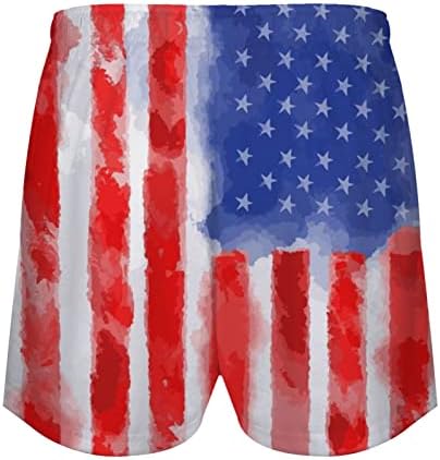 נשים דחיסה קצר עצמאות יום נשים אמריקאי דגל דפוסים מקרית שרוך בתוספת גודל מכנסיים קצרים עבור