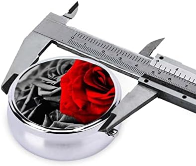 שחור לבן ואדום ורדים הדפסת גלולת מקרה קומפקטי שלושה תא רפואת לוח ארגונית קטן עגול גלולת תיבת מיכל עבור לוח