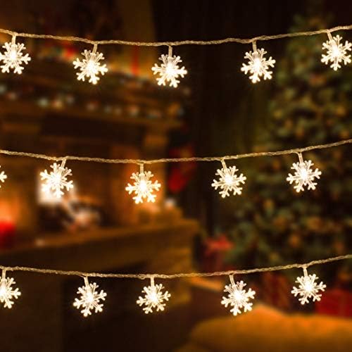 MissionMax 100 LED Flake Snowflake Fairy Fairy אורות מיתרים. 32.8 'אורות מיתרים תקע הם העיצוב המושלם לשימוש