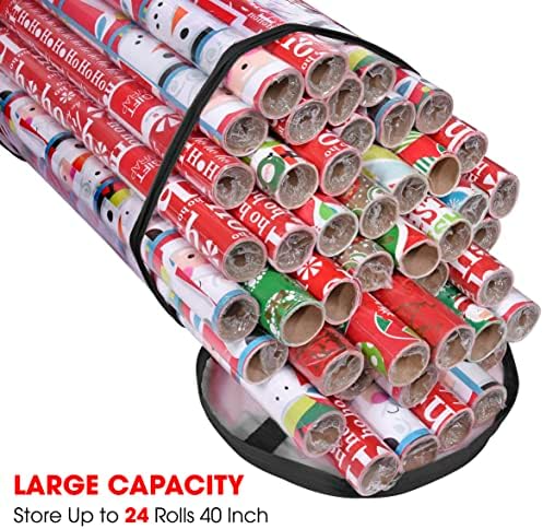 שקית אחסון נייר עטיפה, ארגונית אריזת מתנה, מתאימה לגלילים באורך 40 אינץ', מחזיקה עד 24 גלילים, שקית פלסטיק