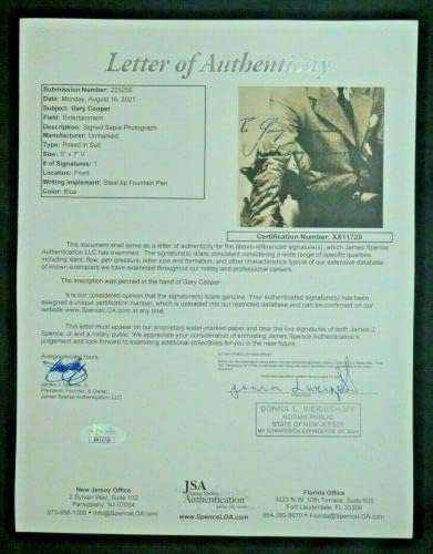 שחקן אגדי נדיר של גארי קופר חתם על צילום וינטג '5x7 עם מכתב JSA מלא - תמונות MLB עם חתימה