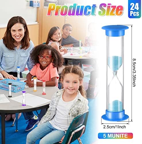 24 יחידות 5 דקות חול טיימר פלסטיק שעון חול 5 דקות חזותי טיימר מיני בכיתה טיימר קטן מקלחת טיימר עבור מורה בכיתה