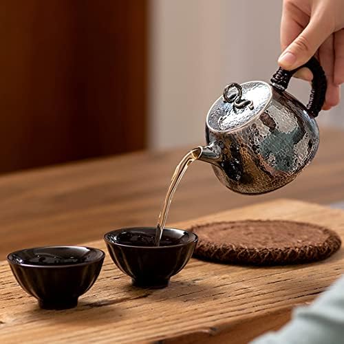 סט תה כסוף תה תה קומקום סין סיר כסף סיר תה קטן 999 סיר תה סטרלינג סיר תה טהור בעבודת יד אחת אבן אחת סיר מצקת קונגפו.