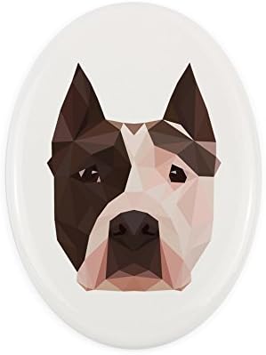 אמסטף, לוח קרמיקה מצבה עם תמונה של כלב, גיאומטרי
