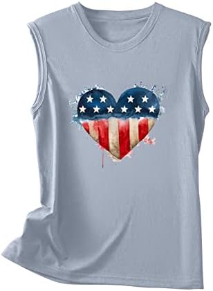 Oplxuo גופיות דגל אמריקאיות לנשים עצמאות 4 ביולי חולצה פטריוטית כוכבת גרפית הדפסת פרחים ללא שרוולים ללא שרוולים