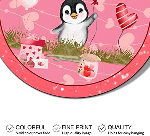 סימני זר עגולים של חג האהבה שלטי כל מה שאתה צריך זה אהבה פינגווינים זוג פח שלט פח חתונה תלויה במצוקה שלטי פח