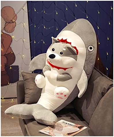 EOFLW כלב כריש חמוד כלב וכריש חתול קטיפה בובת צעצוע ילדים כרית שינה מתנה ליום הולדת